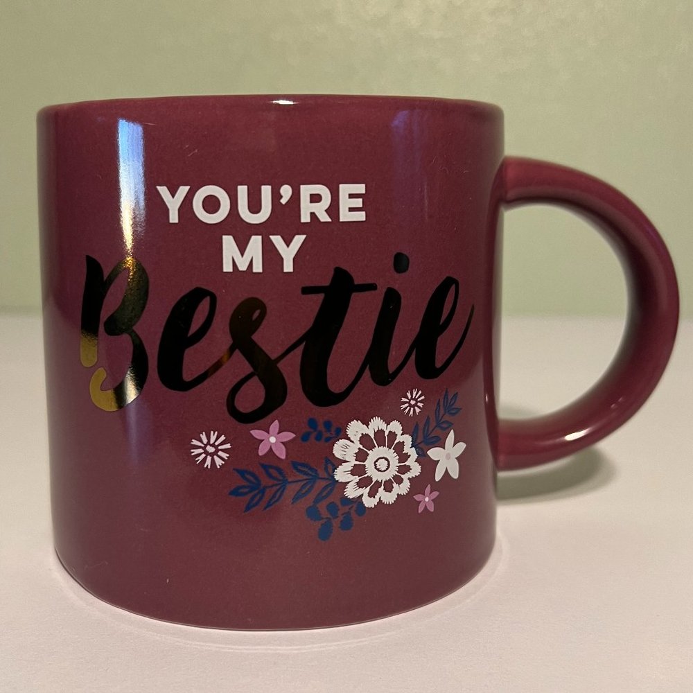 Threshold YOURE MY BESTIE Purple Floral Coffee Cup Mug 16oz Best Friend BFF Gift
